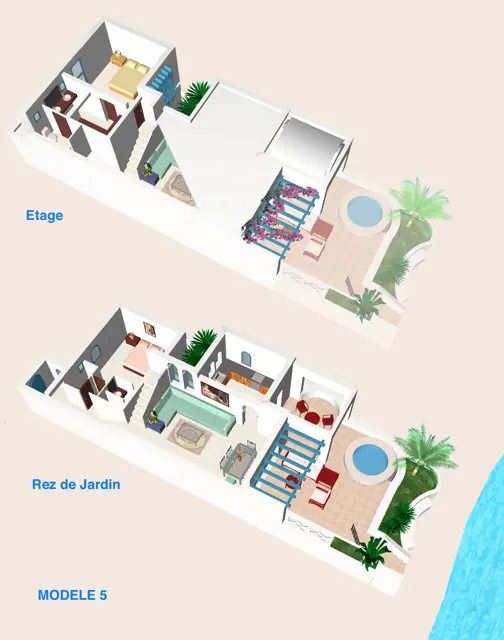 Villa model 5, 3D floor plans
